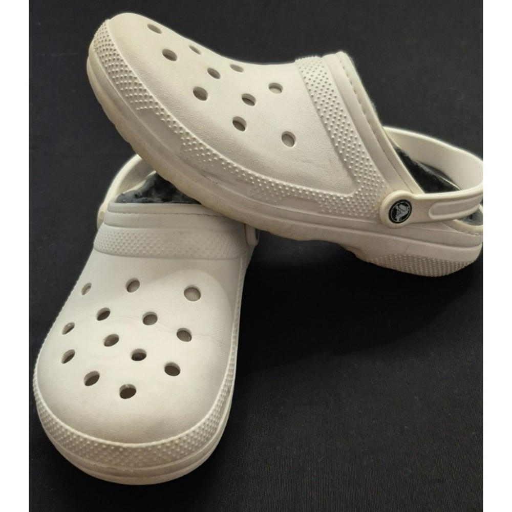 Crocs Men's‎ Classic Faux Fur Lined Clogs 203591 White M12 Comfort Slip-on